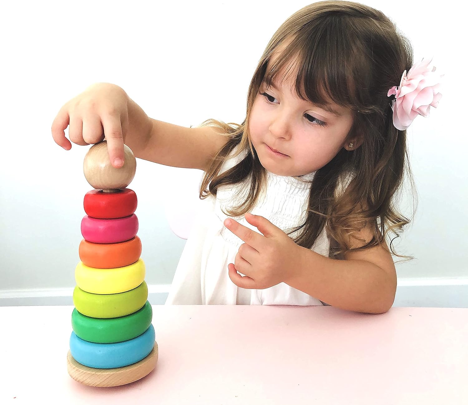 Rainbow Stacker Wooden Ring Educational Toy