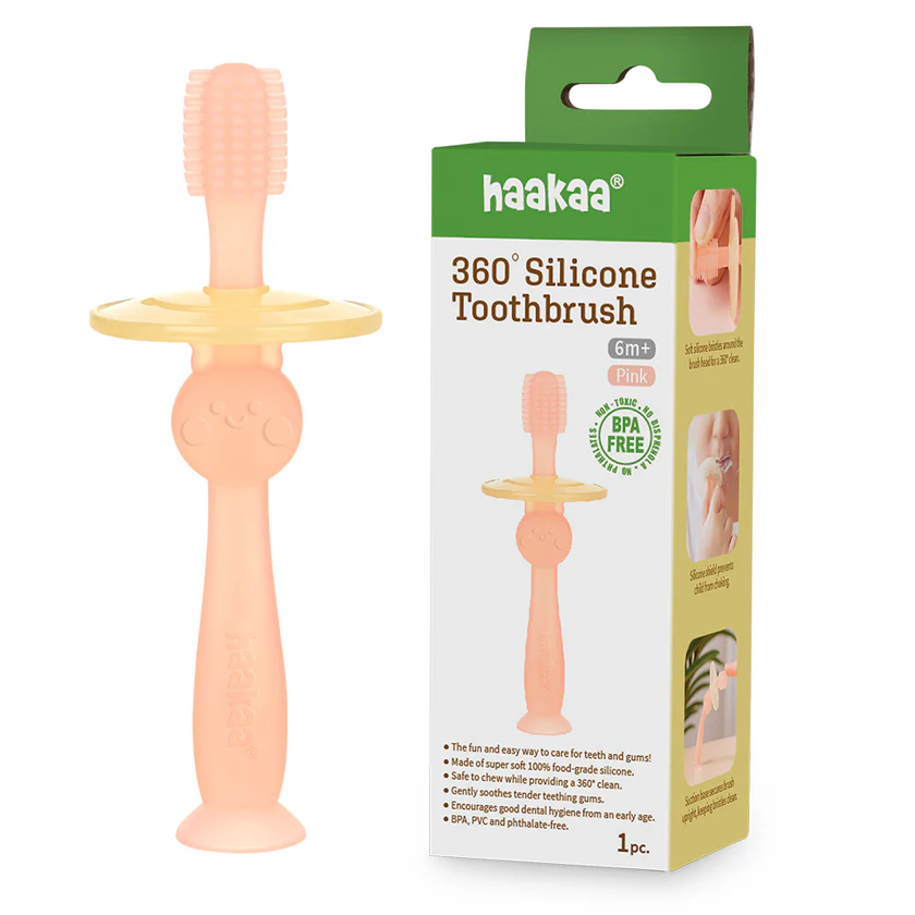 Haakaa - 360° Silicone Toothbrush - Pink - 6 months+ N1