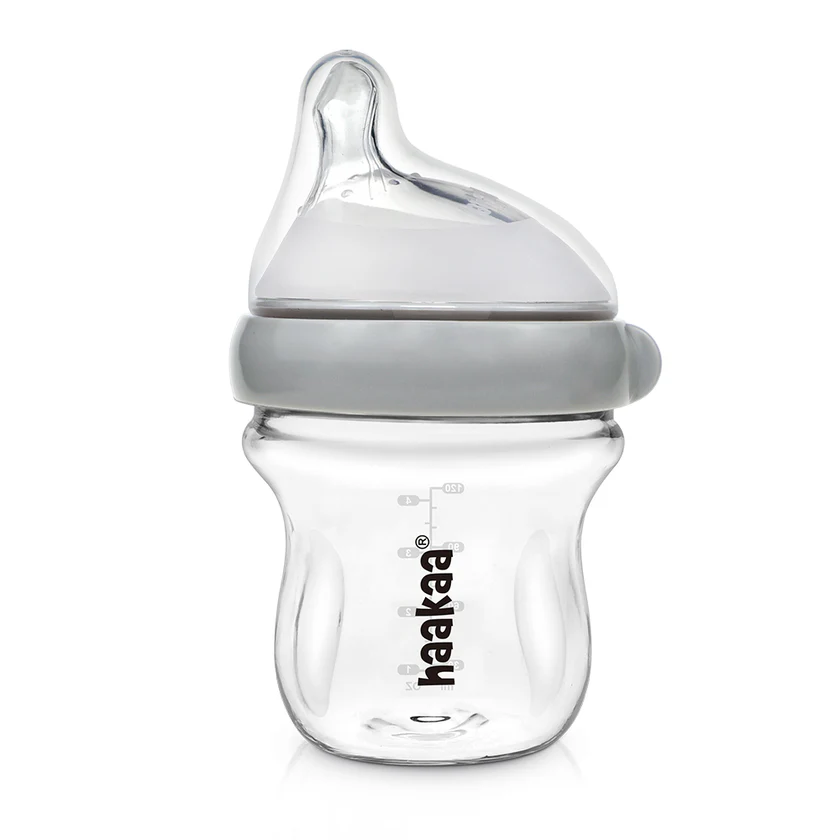 Haakaa - Generation 3 Glass Baby Bottle 120ml - Grey