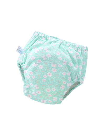 Washable Diaper Pants / Green flowers