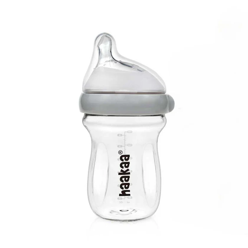 Haakaa - Gen 3 Glass Baby Bottle 180ml - Grey